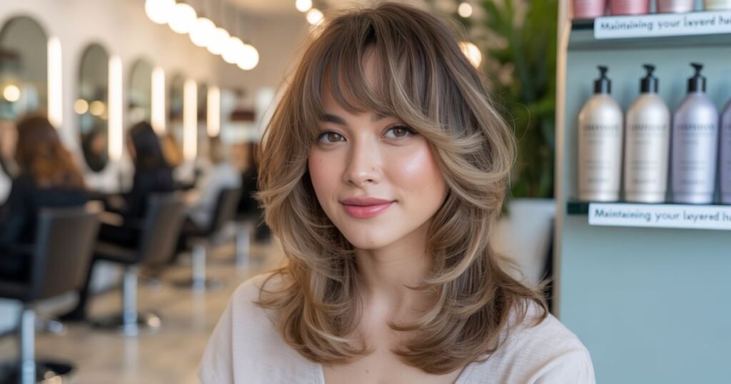 layered hairstyles with bangs