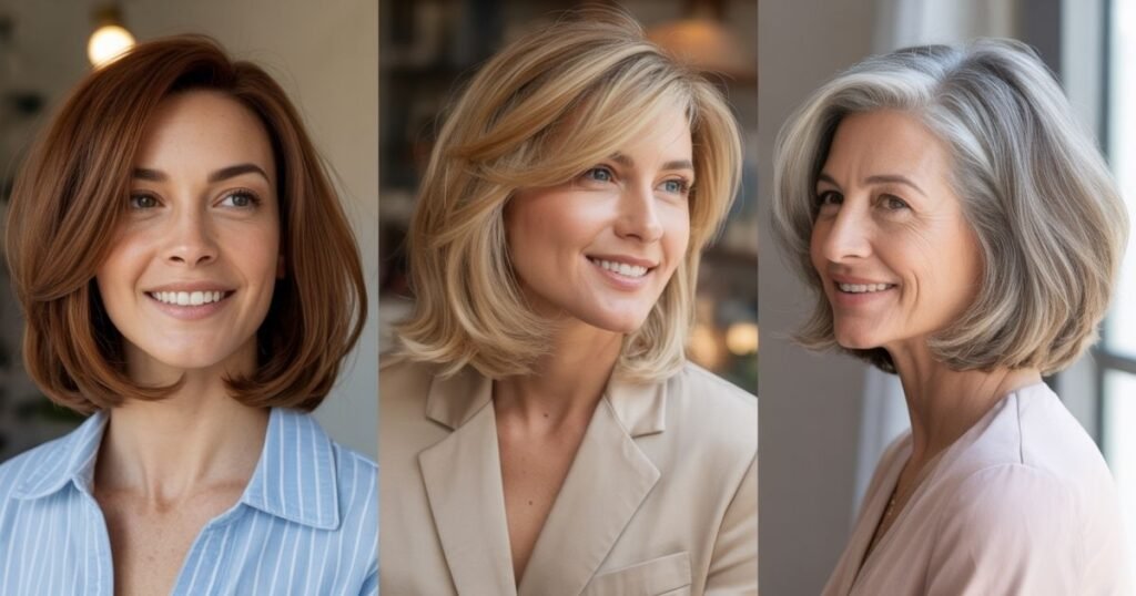 long bob curtain bangs