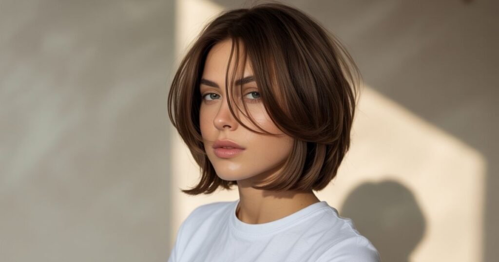 long bob curtain bangs