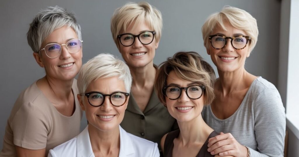 hairstyles for women over 50 with glasses