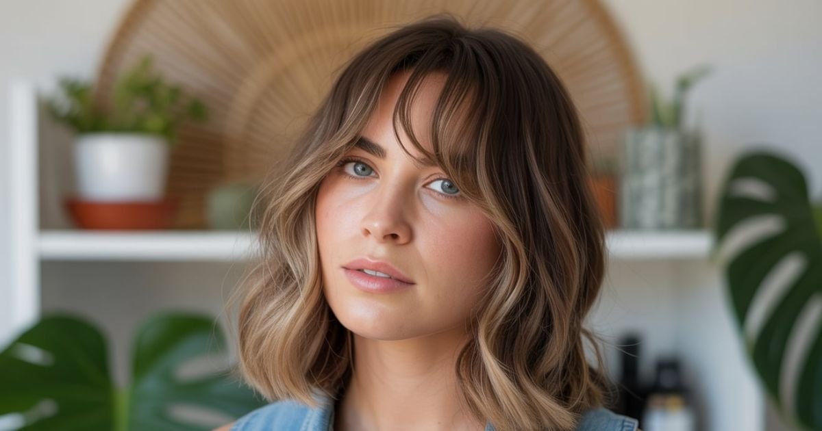 shoulder length curtain bangs