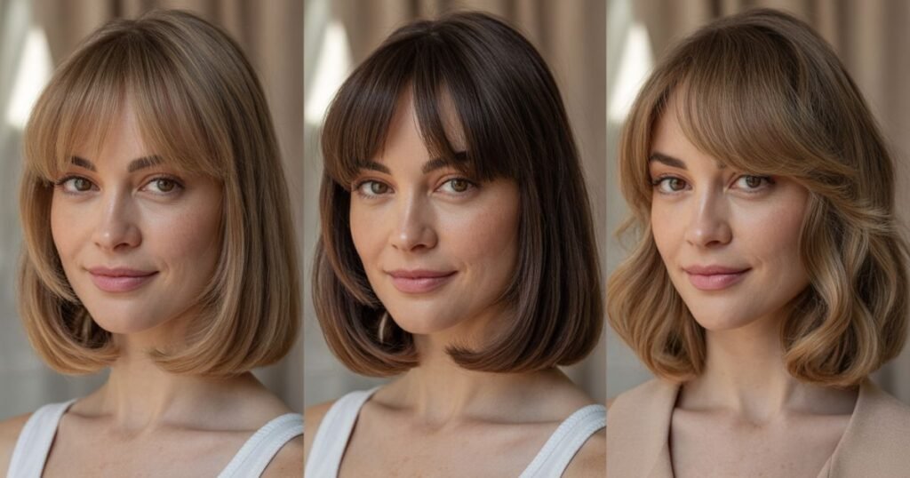 shoulder length curtain bangs
