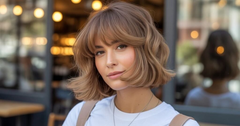 long bob curtain bangs