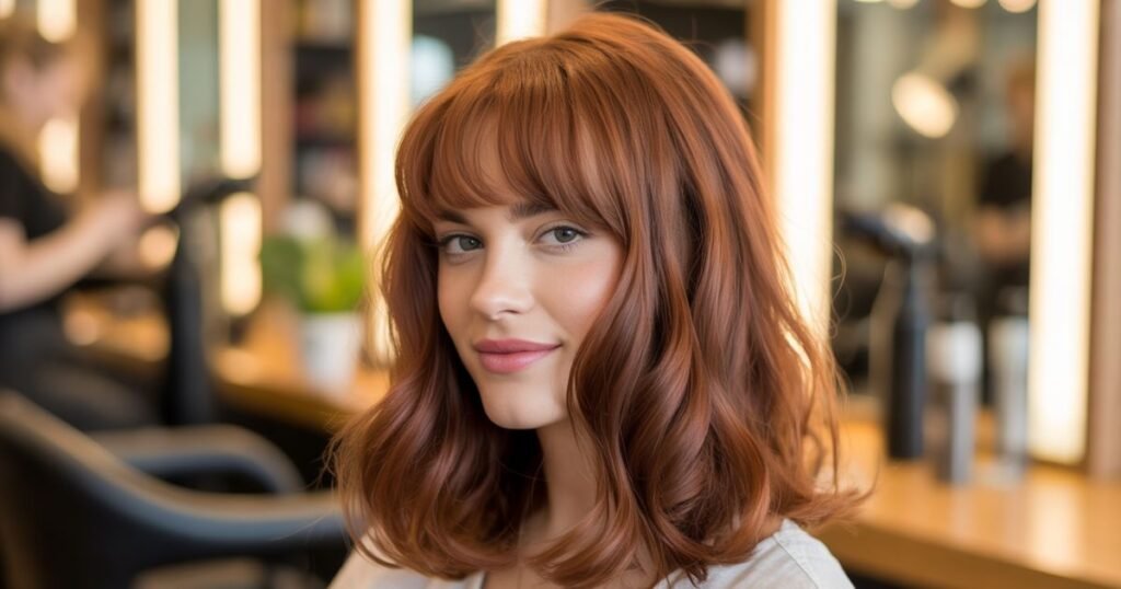 shoulder length curtain bangs