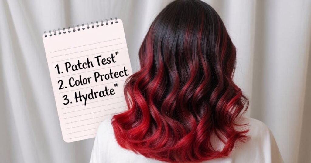 hair color ideas with red and black