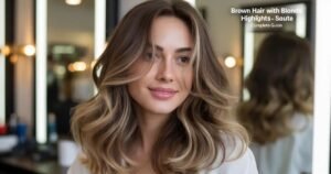 dark brown hair with blonde highlights