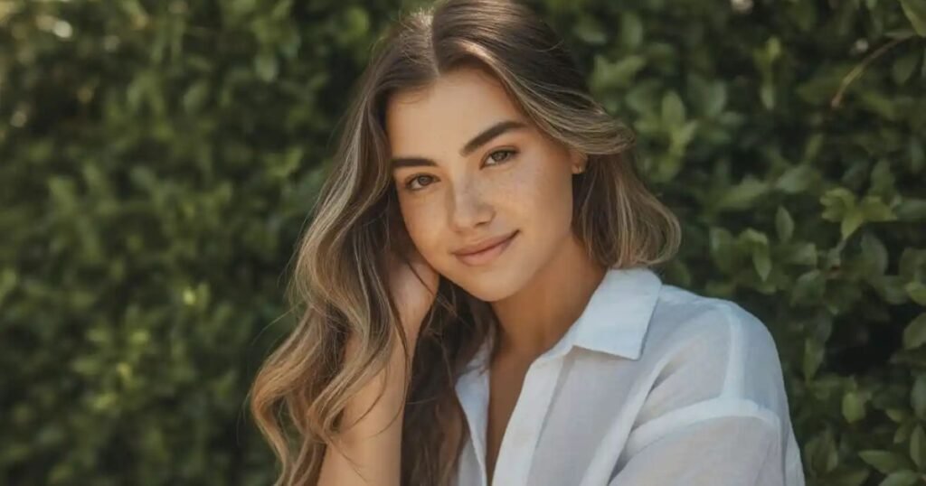 dark brown hair with blonde highlights