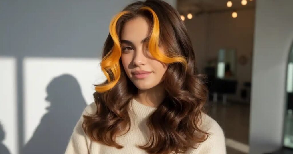 brown hair with money piece