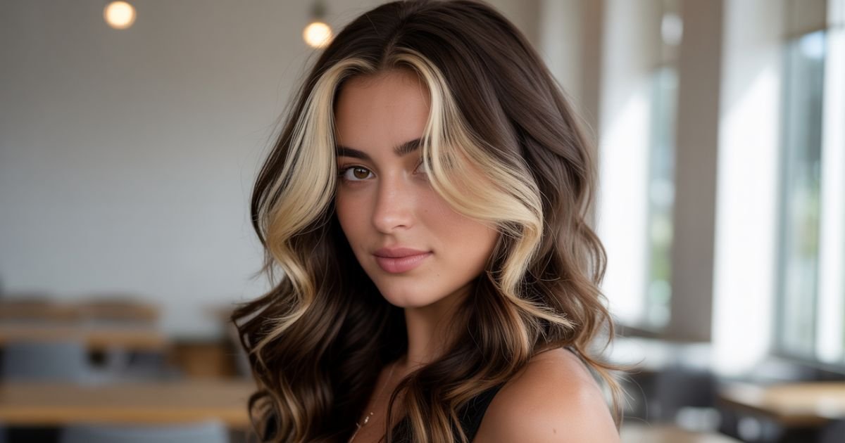 dark hair with money piece