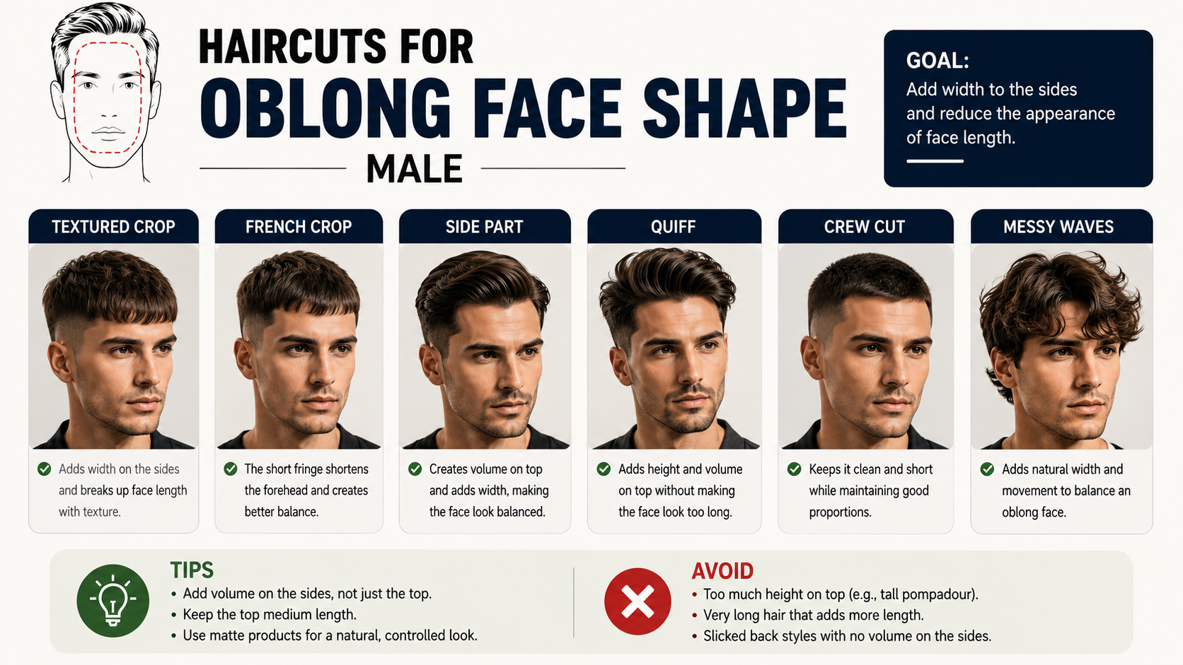 Haircuts for Oblong Face Shape Male